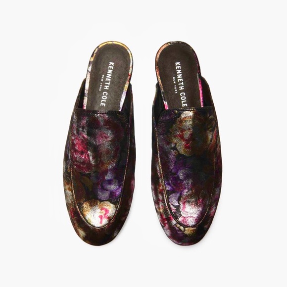 Kenneth Cole Wallice Slip On Mule Floral Loafers Leather Fashion Pumps Shoes - Picture 4 of 12